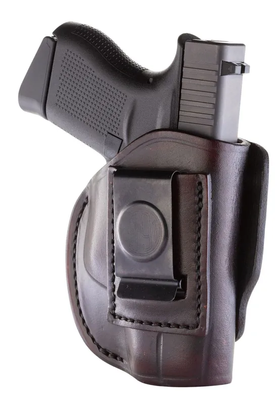 1791 Gunleather 4 Way IWB/OWB Signature Brown Leather Fits Glock 42/43; Kel-Tech 380/P11; Ruger LCP; S&W Bodyguard; Sig P365 Belt Clip Mount RH