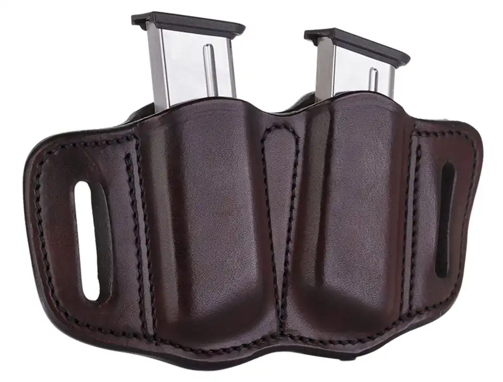 1791 Gunleather MAG2.1 Double Mag Holster OWB Leather Brown, Belt Loops & 1.50" Single Stack Ambidextrous