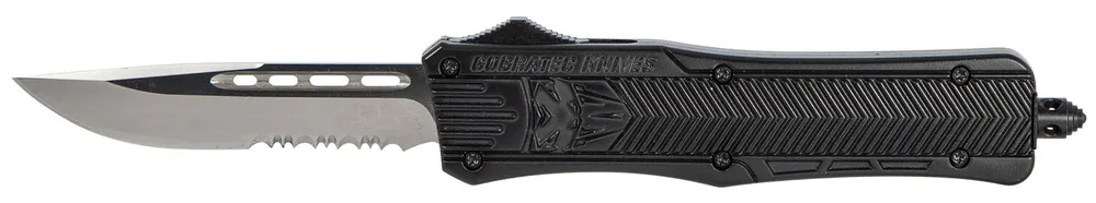 CobraTec Knives CTK-1 Medium 3" OTF Drop Point Part Serrated D2 Steel Blade