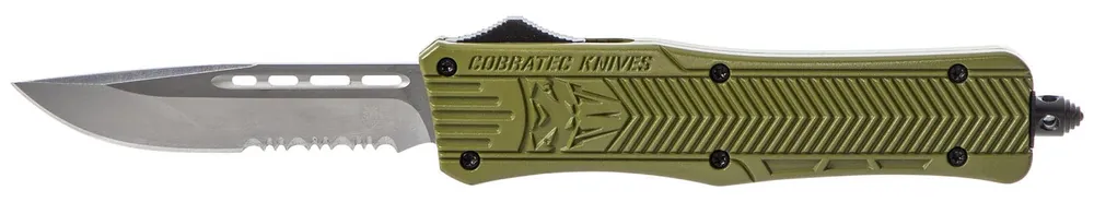 CobraTec Knives CTK-1 Medium 3" OTF Drop Point Part Serrated D2 Steel Blade