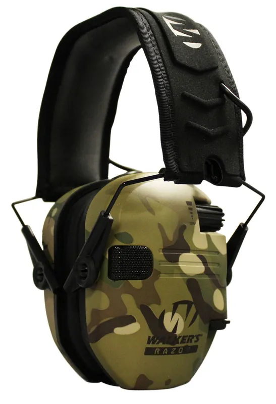 Walker‘s Razor Slim Electronic Muff Polymer 23 dB Over the Head MultiCam Ear Cups, Adult