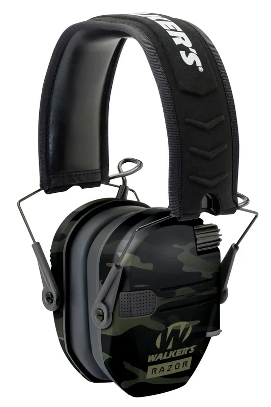Walker‘s Razor Slim Electronic Muff Polymer 23 dB Over the Head Black MultiCam Ear Cups, Adult