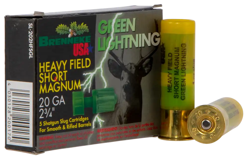 Brenneke Green Lightning 20 Ga 2.75" 1 oz 546 Gr Slug 5/Box
