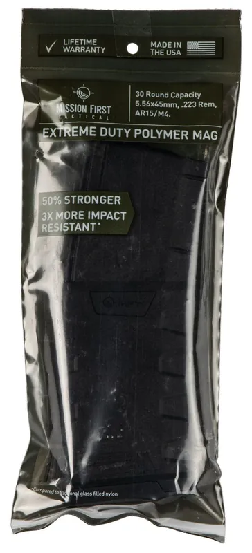 Mission First Tactical Extreme Duty Black Detachable 30rd 223 Rem, 5.56x45mm NATO for AR-15, M4
