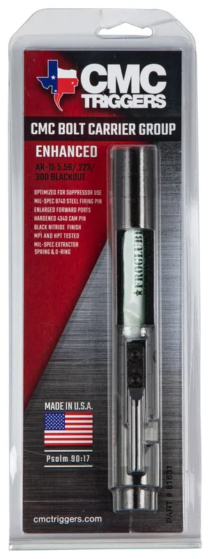 CMC Triggers Bolt Carrier Group Enhanced 223 Rem,5.56x45mm NATO,300 Blackout Black Nitride 8620 Steel AR-15