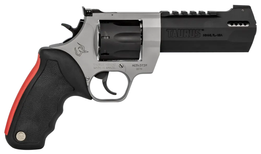 Taurus 2357055RH Raging Hunter 357 Mag 7rd 5.12" Matte Black Oxide Cylinder & Barrel Matte Stainless Steel Frame Black Rubber with Integrated Red Cushion Insert Grip