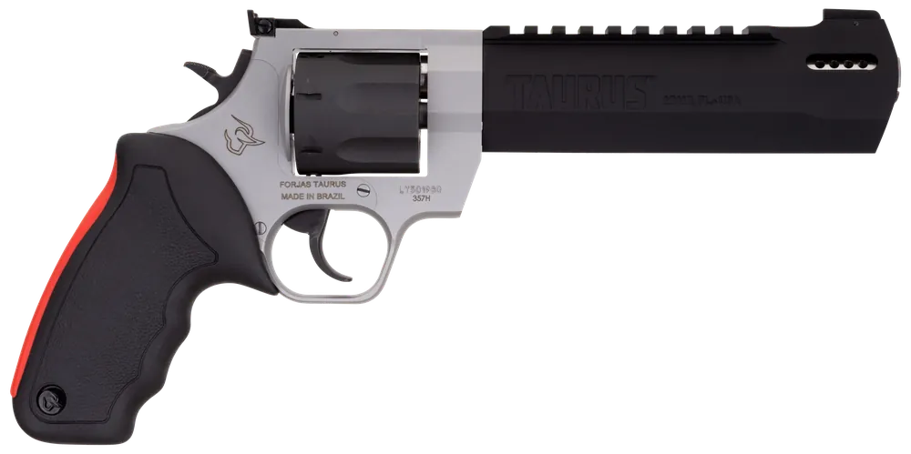 Taurus 2357065RH Raging Hunter 357 Mag 7rd 6.75" Matte Black Oxide Cylinder & Barrel Matte Stainless Steel Frame Black Rubber with Integrated Red Cushion Insert Grip