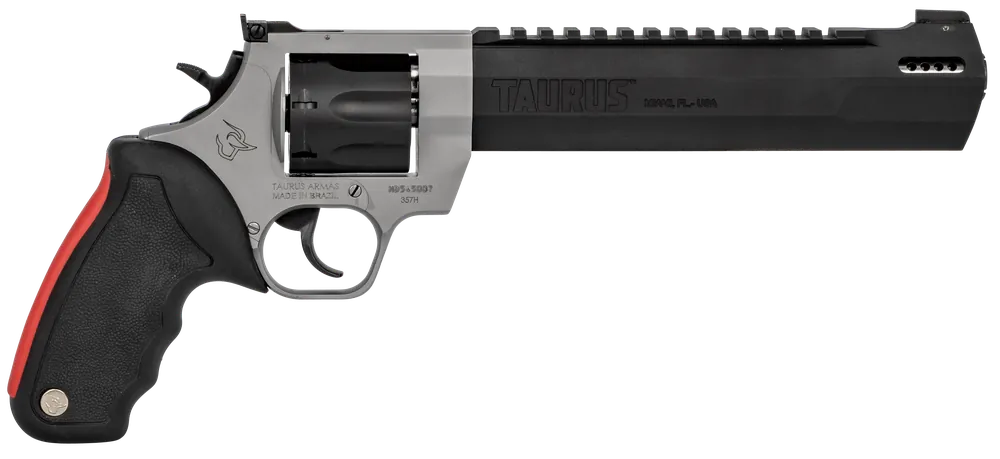 Taurus 2357085RH Raging Hunter 357 Mag 7rd 8.38" Matte Black Oxide Cylinder & Barrel Matte Stainless Steel Frame Black Rubber with Integrated Red Cushion Insert Grip
