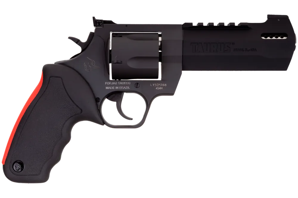 Taurus 2454051RH Raging Hunter 454 Casull 5rd 5.12" Matte Black Oxide Steel Black Rubber with Integrated Red Cushion Insert Grip