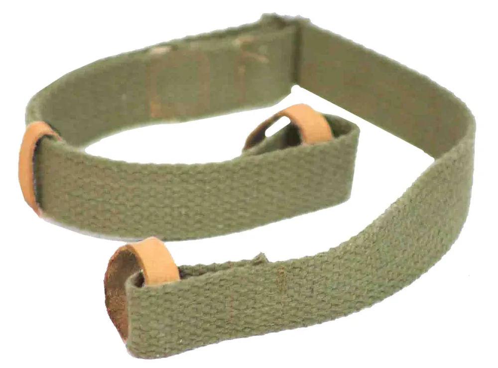 Crickett Dog Collar Sling made of Green Cotton Canvas with Leather Trim & Adjustable Design for Mini Mosin Rifle