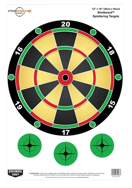 Birchwood Case Pregame Shotboard Dart Board Paper Hanging Universal 12" x 18" Multi-Color 100 Per Pkg