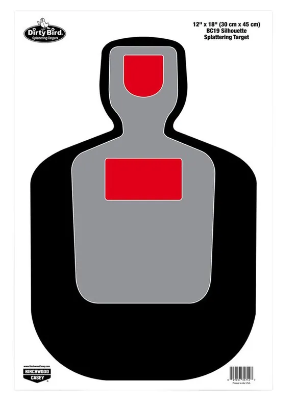 Birchwood Casey Dirty Bird BC-19 Silhouette Paper Hanging Pistol 12" x 18" Black/Gray/White 100 Per Pkg