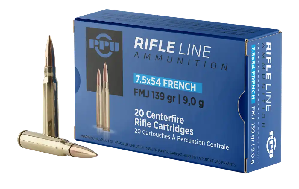 PPU Metric Rifle 7.5x54 French 139 gr Full Metal Jacket (FMJ) 20 Bx/ 10 Cs