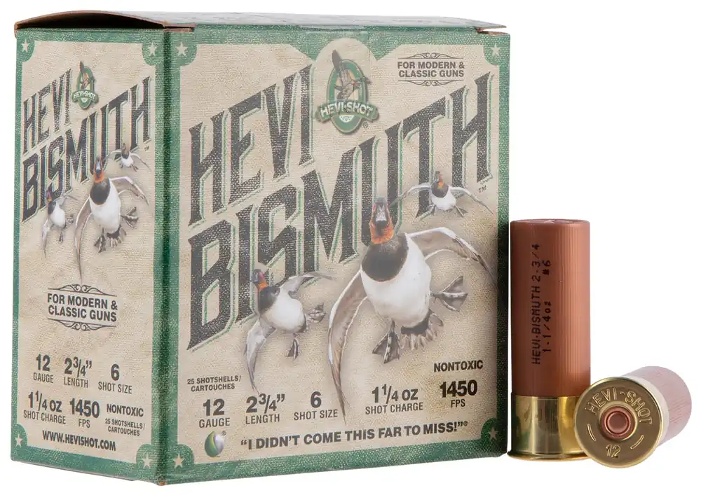 HEVI-Shot HEVI-Bismuth 12ga 2.75" 1-1/4oz 6 Bismuth Shot 25 Shells Per Box