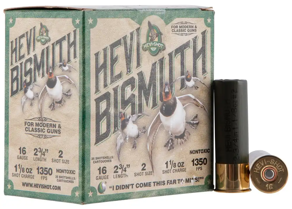 HEVI-Shot HEVI-Bismuth 16ga 2.75" 1-1/8oz 2 Bismuth Shot 25 Shells Per Box