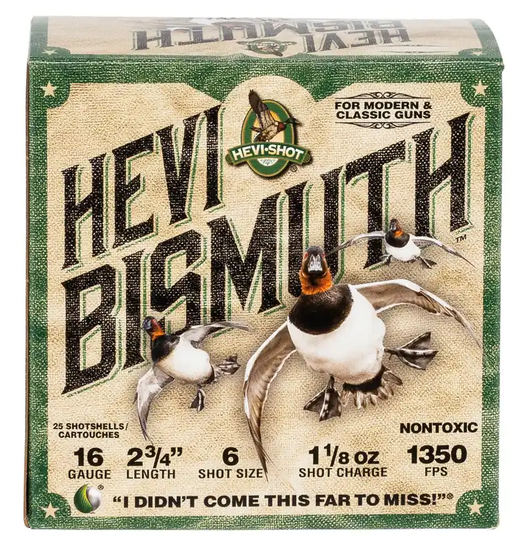 HEVI-Shot HEVI-Bismuth 16ga 2.75" 1-1/8oz 6 Bismuth Shot 25 Shells Per Box