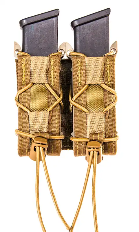 High Speed GearTACO Mag Pouch Double Style Nylon Brown MOLLE Mount Type & 2"