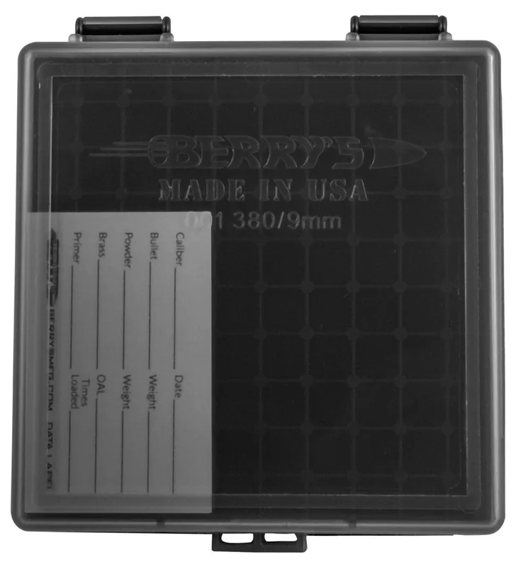Berrys Ammo Box 9mm Luger,380 ACP 100rd Smoke Lid w/Black Bottom