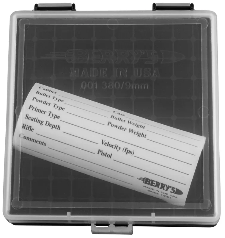Berrys Ammo Box 9mm Luger,380 ACP 100rd Clear Lid w/Black Bottom