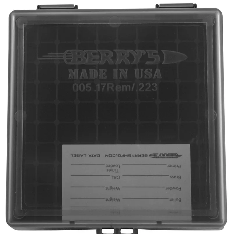 Berrys Ammo Box 223 Rem,5.56x45mm NATO 100rd Smoke Lid w/Black Bottom