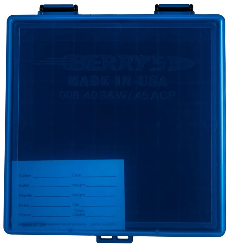 Berrys Ammo Box 40 S&W,45 ACP 100rd Blue Lid w/Black Bottom