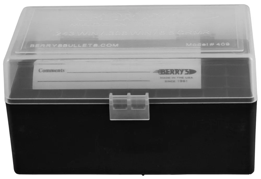 Berrys Ammo Box 308 Win,243 Win 50rd Clear Lid w/Black Bottom