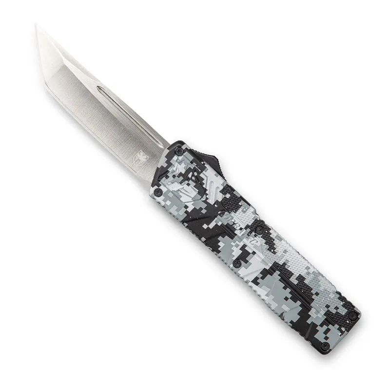 CobraTec Knives Lightweight 3.25" OTF Tanto Plain D2 Steel Blade/Winter Digi Camo Aluminum Handle Includes Pocket Clip