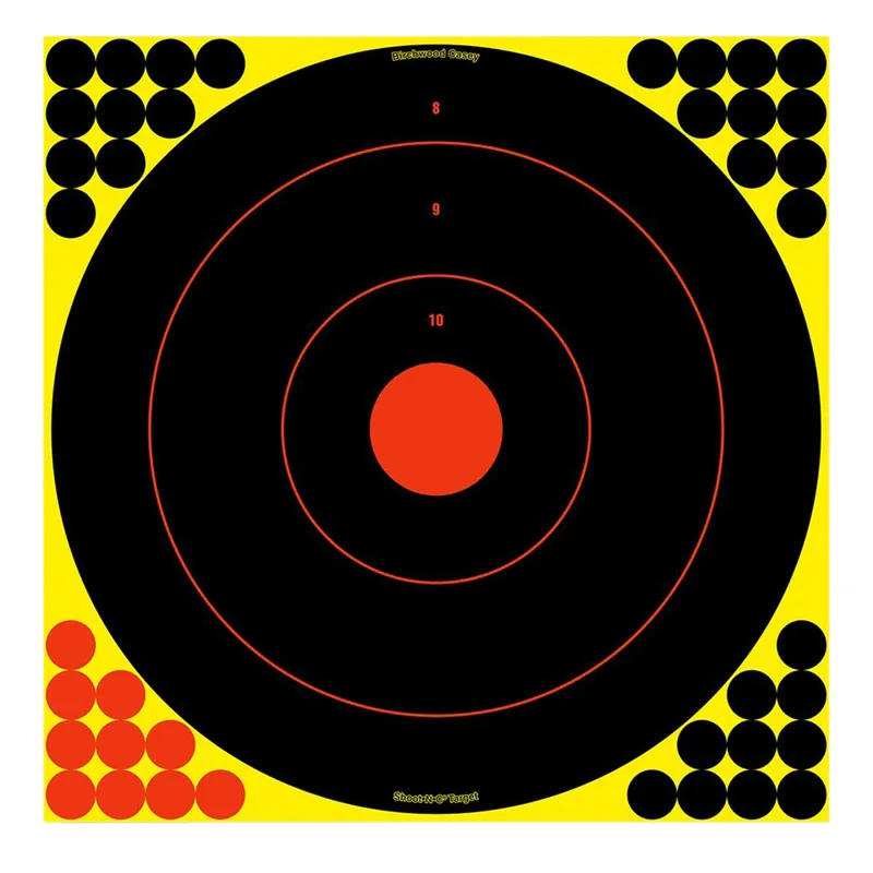 Birchwood Casey Shoot-N-C Hanging Adhesive Paper Universal Black/Red 200+ yds Bullseye Includes Pasters 12 PK
