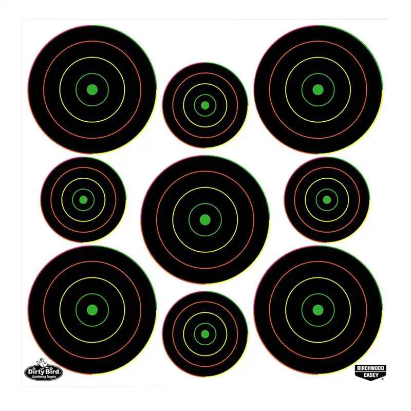 Birchwood Casey Dirty Bird Bullseye Tagboard Hanging Pistol/Rifle Black/Green 20 Per Pkg