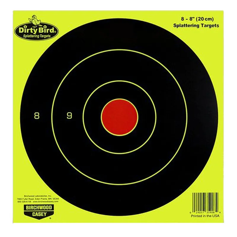 Birchwood Casey Dirty Bird Bullseye Paper Hanging Pistol/Rifle Black/Yellow 50 Per Pkg