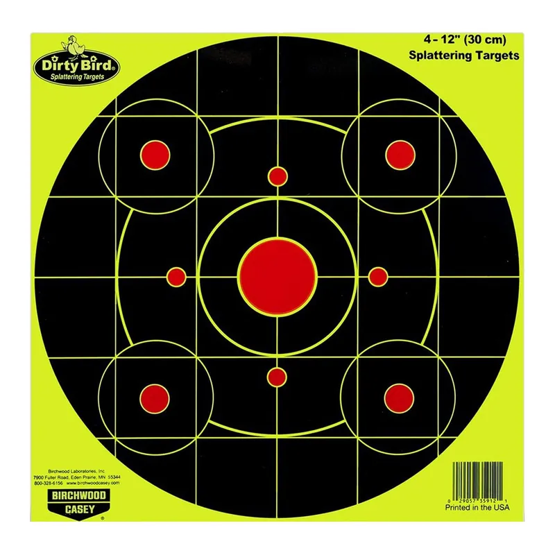 Birchwood Casey Dirty Bird Sight-In Circle Paper Hanging Pistol/Rifle 12" Black/Red 4 Per Pkg