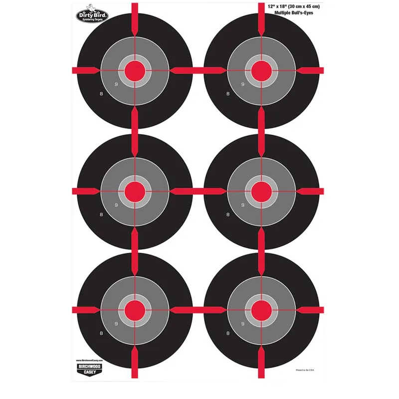 Birchwood Casey Dirty Bird Bullseye Tagboard Hanging Pistol 12" x 18" Black/White 8 Per Pkg