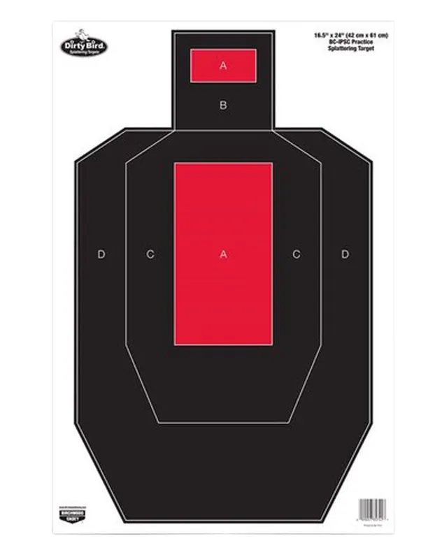Birchwood Casey Dirty Bird IPSC Tagboard Hanging Pistol 16.50" x 24" Black/Red 3 Per Pkg
