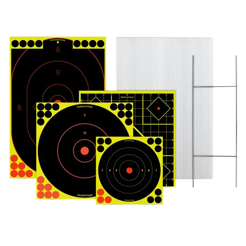 Birchwood Casey Sharpshooter Target & Stand Kit Silhouette/Bullseye Paper Stand Black/Yellow Includes Pasters 1 Frame/4 Targets