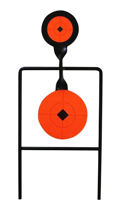 Birchwood Casey World of Targets Super Double Mag Spinner 4.50"/6" Handgun Black/Orange Steel Circle w/Crosshair & Diamond 0.37" Thick Standing