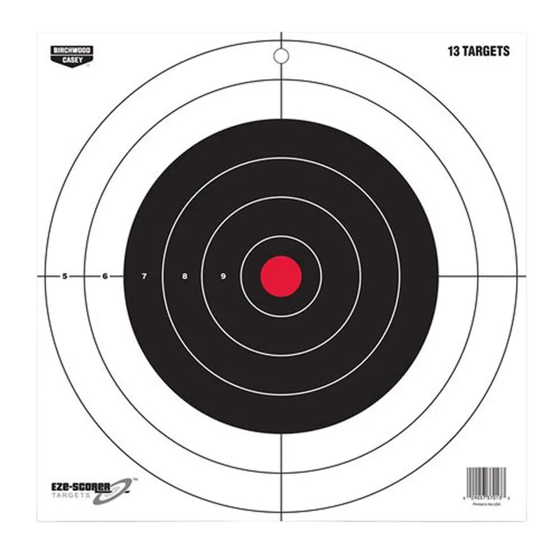 Birchwood Casey EZE-Scorer 12" Bullseye Paper Hanging Pistol/Rifle Black/Red 13 Per Pkg