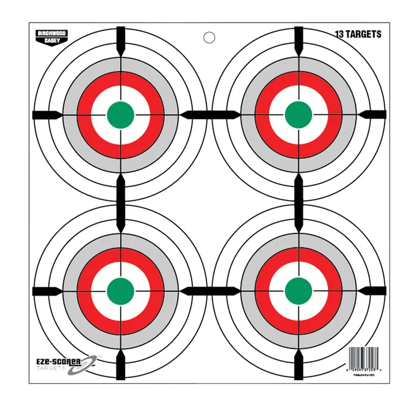Birchwood Casey EZE-Scorer 12" Bullseye Paper Hanging Multi-Color 13 Per Pkg