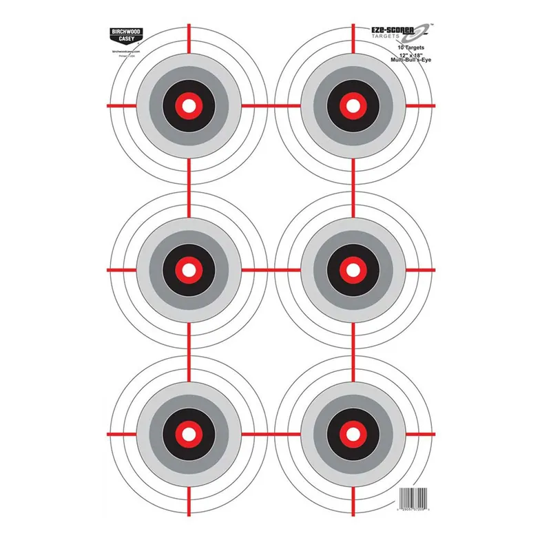 Birchwood Casey EZE-Scorer Multiple Bull‘s-Eye Bullseye Paper Universal 12" x 18" Black/White 10 Pk.