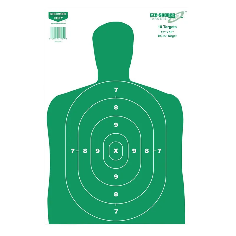 Birchwood Casey EZE-Scorer Silhouette Paper Hanging Universal 12" x 18" Green/White 10 Pk.
