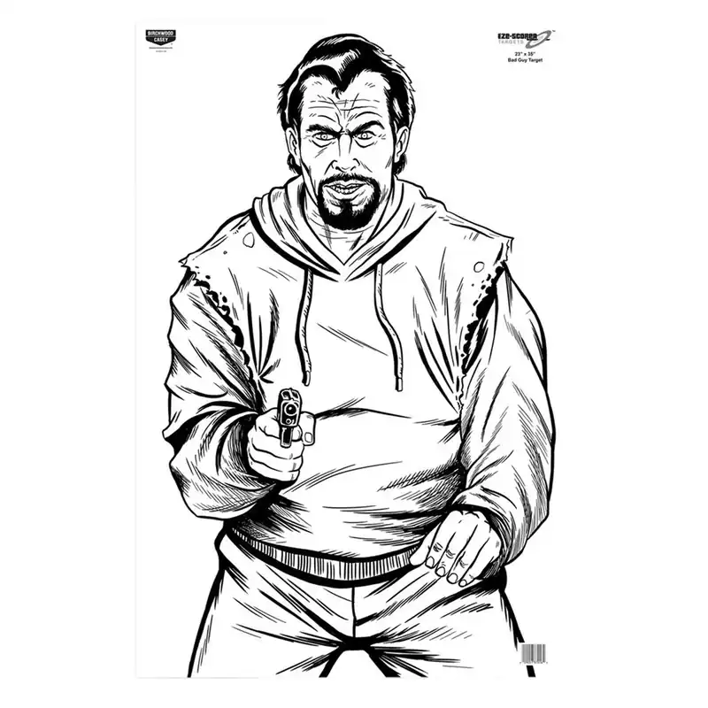 Birchwood Casey EZE-Scorer Bad Guy Silhouette Paper Hanging 23" x 35" Black/White 5 Pack