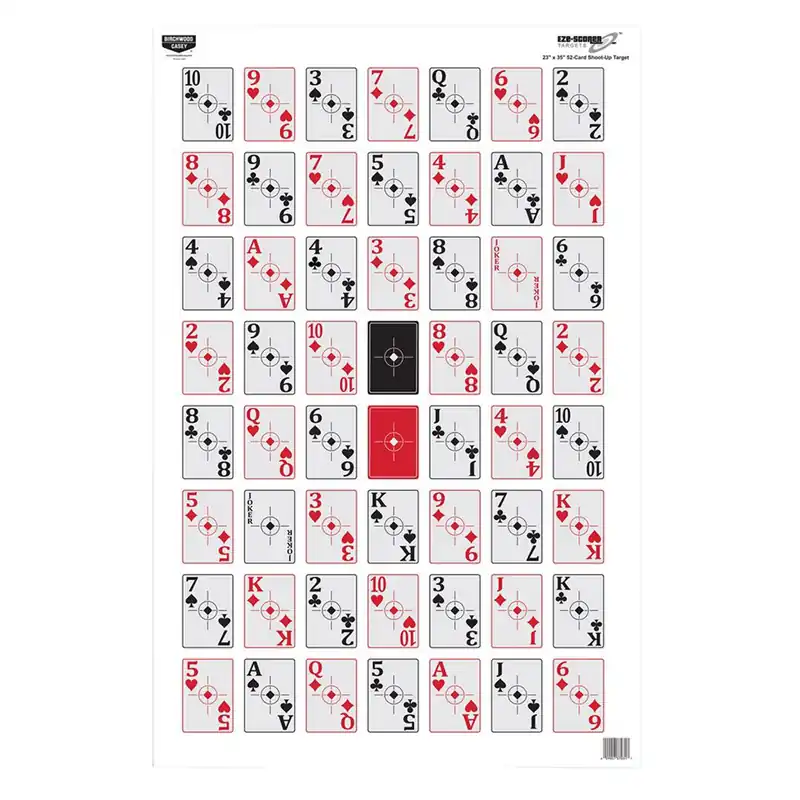 Birchwood Casey EZE-Scorer 52-Card Shoot-Up Playing Cards Paper Hanging 23" x 35" Multi-Color 5 Pack