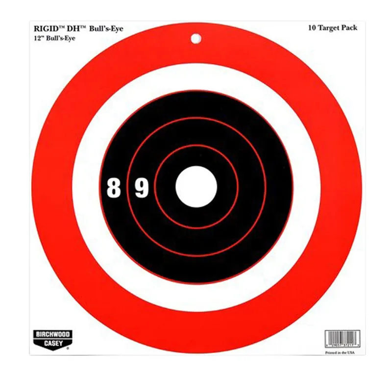 Birchwood Casey Rigid Bullseye Tagboard Hanging 12" x 12" Black/Orange 10 Pk.