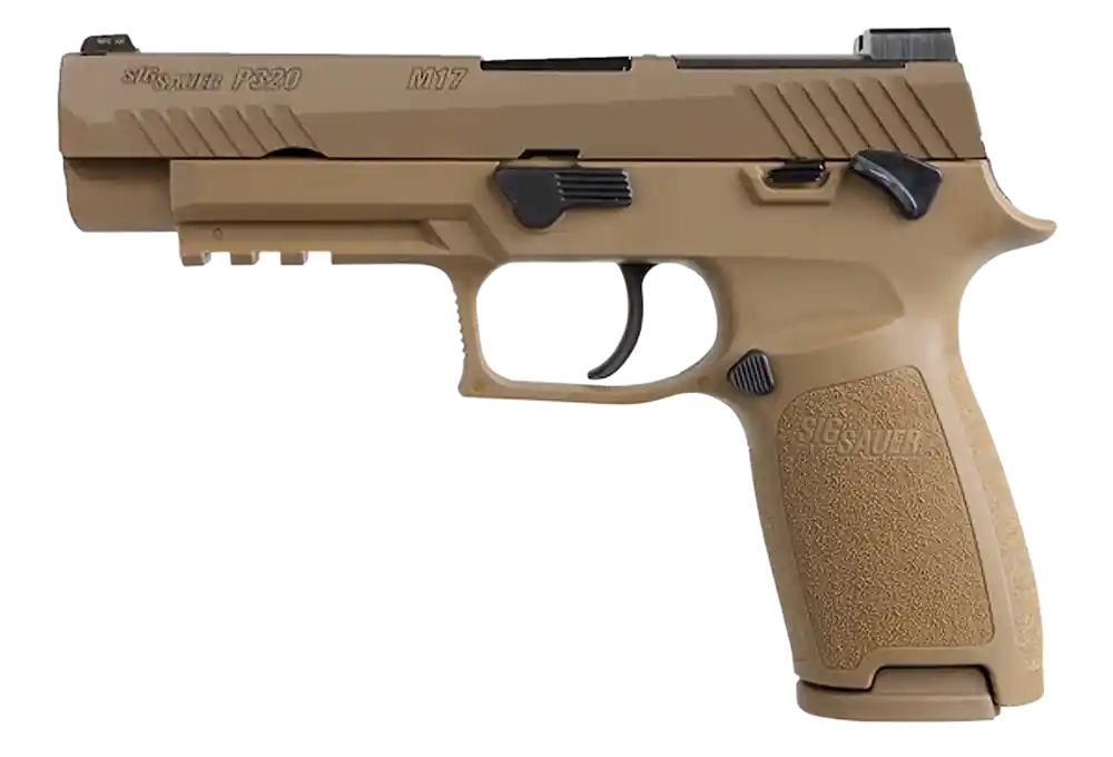 Sig Sauer P320 M17 9mm 10+1 4.70" Barrel SS Slide Polymer Frame Coyote Finish Night Sights Thumb Safety DAO 320F9M17MSMA