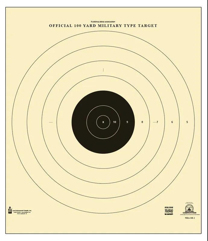 Action Target Military Bullseye Tagboard Hanging 100 yds 21" x 21" Black/White 100 Per Box