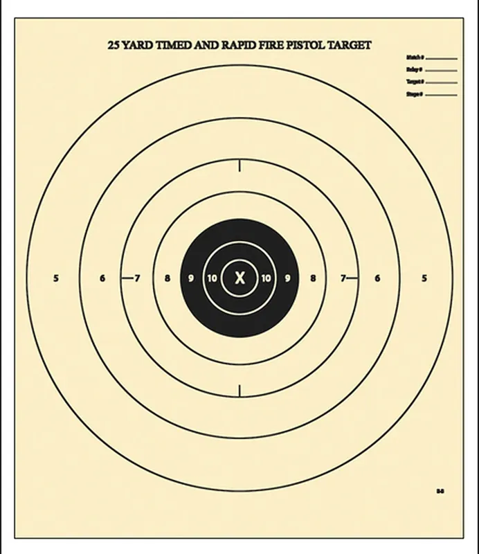 Action Target Timed/Rapid Fire Bullseye Heavy Paper Hanging 25 yds Handgun 21" x 24" Black/White 100 Per Box