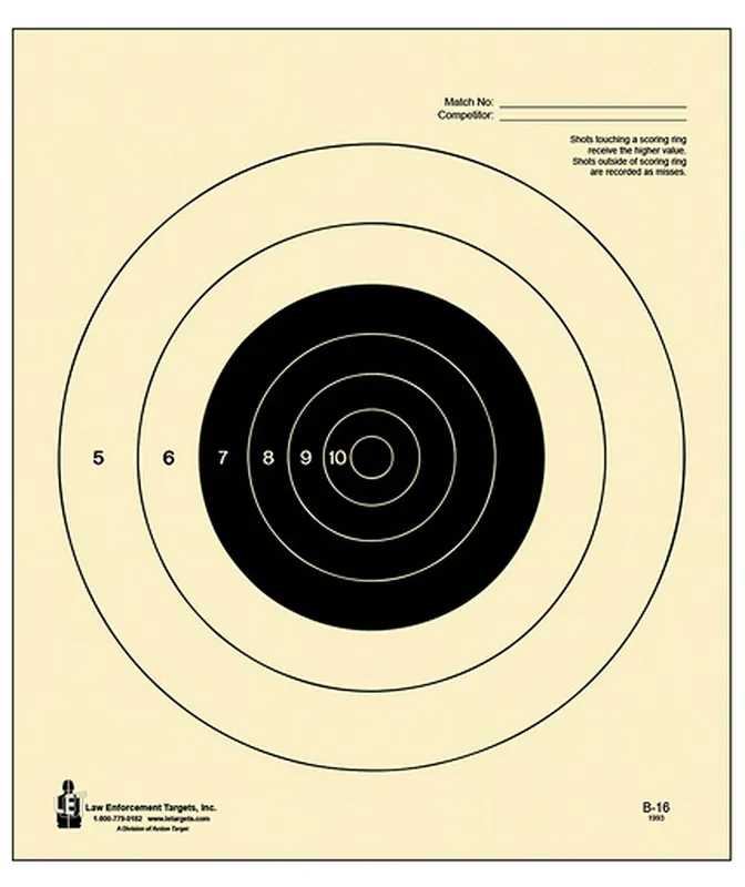 Action Target NRA Slow Fire Bullseye Tagboard Hanging 25 yds Handgun 10.50" x 12" Black/White 100 Per Box