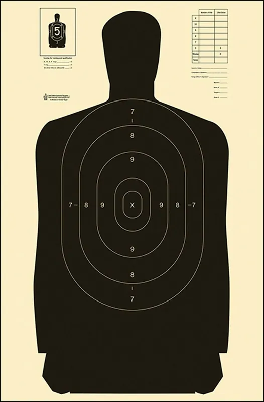 Action Target Qualification Silhouette Heavy Paper Hanging Black/White 100 Per Box