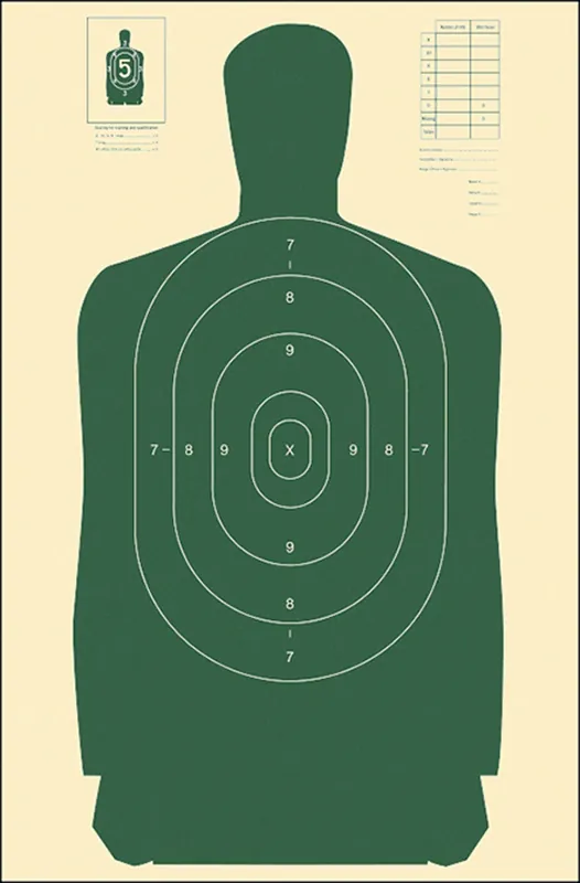 Action Target 100 Qualification Silhouette Paper Hanging 24" x 45" Green/White 100 Per Box
