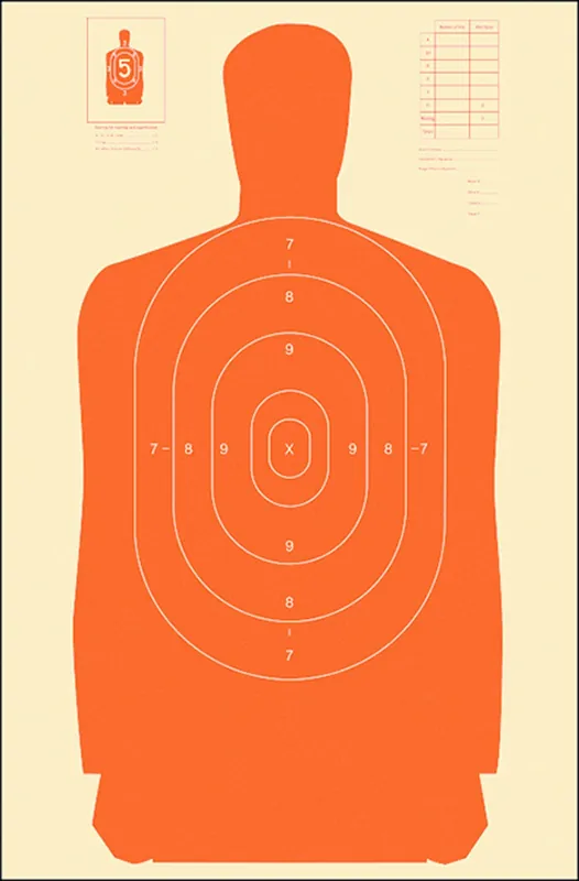 Action Target Qualification Silhouette Paper Hanging 24" x 45" Orange/White 100 Per Box