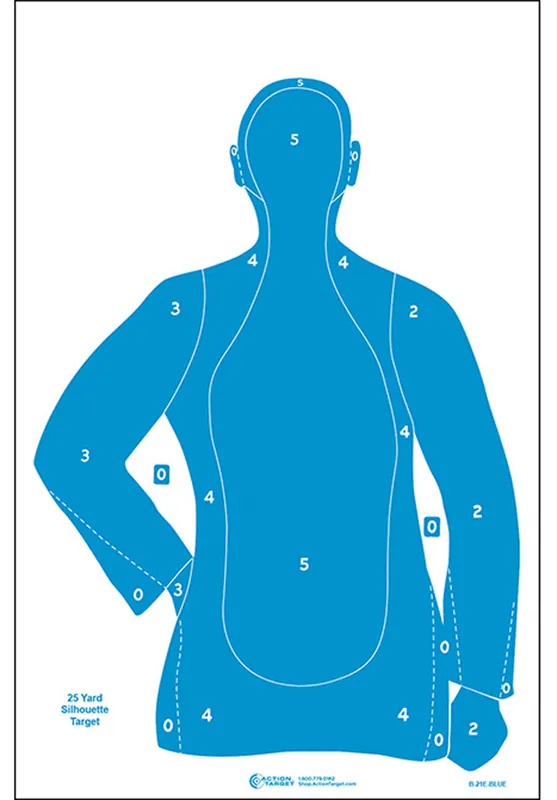 Action Target Qualification Silhouette Paper Hanging 23" x 35" Blue 100 Per Box